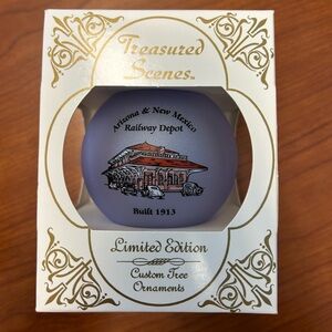 Arizona and New Mexico Railway Depot Glass Ball Ornament.Treasured Scenes. New.